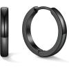 U7 Huggie Earrings, Small Hoop Earrings for Women, Hypoallergenic Stainless Steel Silver/Gold/Black Cartilage Earrings for Christmas Gift (7/8/9/10/12/14/16mm)(b. Black B)
