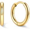 U7 Huggie Earrings, Small Hoop Earrings for Women, Hypoallergenic Stainless Steel Silver/Gold/Black Cartilage Earrings for Christmas Gift (7/8/9/10/12/14/16mm)(c. Gold A)