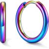 U7 Huggie Earrings, Small Hoop Earrings for Women, Hypoallergenic Stainless Steel Silver/Gold/Black Cartilage Earrings for Christmas Gift (7/8/9/10/12/14/16mm)(d. Colorful A)