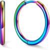 U7 Huggie Earrings, Small Hoop Earrings for Women, Hypoallergenic Stainless Steel Silver/Gold/Black Cartilage Earrings for Christmas Gift (7/8/9/10/12/14/16mm)(d. Colorful A)