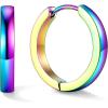 U7 Huggie Earrings, Small Hoop Earrings for Women, Hypoallergenic Stainless Steel Silver/Gold/Black Cartilage Earrings for Christmas Gift (7/8/9/10/12/14/16mm)(d. Colorful B)