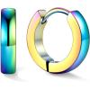 U7 Huggie Earrings, Small Hoop Earrings for Women, Hypoallergenic Stainless Steel Silver/Gold/Black Cartilage Earrings for Christmas Gift (7/8/9/10/12/14/16mm)(d. Colorful B)