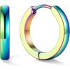 U7 Huggie Earrings, Small Hoop Earrings for Women, Hypoallergenic Stainless Steel Silver/Gold/Black Cartilage Earrings for Christmas Gift (7/8/9/10/12/14/16mm)(d. Colorful B)