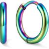 U7 Huggie Earrings, Small Hoop Earrings for Women, Hypoallergenic Stainless Steel Silver/Gold/Black Cartilage Earrings for Christmas Gift (7/8/9/10/12/14/16mm)(d. Colorful A)