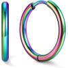 U7 Huggie Earrings, Small Hoop Earrings for Women, Hypoallergenic Stainless Steel Silver/Gold/Black Cartilage Earrings for Christmas Gift (7/8/9/10/12/14/16mm)(d. Colorful A)