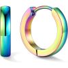 U7 Huggie Earrings, Small Hoop Earrings for Women, Hypoallergenic Stainless Steel Silver/Gold/Black Cartilage Earrings for Christmas Gift (7/8/9/10/12/14/16mm)(d. Colorful B)