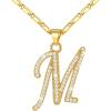 U7 Initial Necklace for Women, Gold/Platinum Plated CZ Crystal Letter A-Z Pendant Necklace, Shiny 20 Inch Name Chain Dainty Personalized Jewelry for Men Mom Wife Friend(d. Premium-Gold)