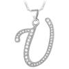 U7 Initial Necklace for Women, Gold/Platinum Plated CZ Crystal Letter A-Z Pendant Necklace, Shiny 20 Inch Name Chain Dainty Personalized Jewelry for Men Mom Wife Friend(a. Classic-Silver)