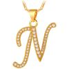U7 Initial Necklace for Women, Gold/Platinum Plated CZ Crystal Letter A-Z Pendant Necklace, Shiny 20 Inch Name Chain Dainty Personalized Jewelry for Men Mom Wife Friend(b. Classic-Gold)