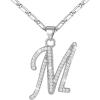 U7 Initial Necklace for Women, Gold/Platinum Plated CZ Crystal Letter A-Z Pendant Necklace, Shiny 20 Inch Name Chain Dainty Personalized Jewelry for Men Mom Wife Friend(c.Premium-Silver)