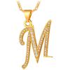 U7 Initial Necklace for Women, Gold/Platinum Plated CZ Crystal Letter A-Z Pendant Necklace, Shiny 20 Inch Name Chain Dainty Personalized Jewelry for Men Mom Wife Friend(b. Classic-Gold)