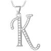 U7 Initial Necklace for Women, Gold/Platinum Plated CZ Crystal Letter A-Z Pendant Necklace, Shiny 20 Inch Name Chain Dainty Personalized Jewelry for Men Mom Wife Friend(a. Classic-Silver)