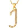 U7 Initial Necklace for Women, Gold/Platinum Plated CZ Crystal Letter A-Z Pendant Necklace, Shiny 20 Inch Name Chain Dainty Personalized Jewelry for Men Mom Wife Friend(b. Classic-Gold)