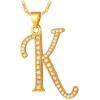 U7 Initial Necklace for Women, Gold/Platinum Plated CZ Crystal Letter A-Z Pendant Necklace, Shiny 20 Inch Name Chain Dainty Personalized Jewelry for Men Mom Wife Friend(b. Classic-Gold)