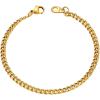 U7 Link Bracelets for Men, Cuban Link/Rope/Watch Band Solid Bracelet, Silver Black Gold Color Wrist Bracelet 3/6/9/12/15mm Width, 6.5/7.5/8.3 Inch Length, Hand Chain Jewelry for Mens Women(c. Cuban 3.5mm-Gold)