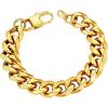 U7 Link Bracelets for Men, Cuban Link/Rope/Watch Band Solid Bracelet, Silver Black Gold Color Wrist Bracelet 3/6/9/12/15mm Width, 6.5/7.5/8.3 Inch Length, Hand Chain Jewelry for Mens Women(c. Cuban 12mm-Gold)