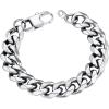 U7 Link Bracelets for Men, Cuban Link/Rope/Watch Band Solid Bracelet, Silver Black Gold Color Wrist Bracelet 3/6/9/12/15mm Width, 6.5/7.5/8.3 Inch Length, Hand Chain Jewelry for Mens Women(c. Cuban 12mm-Silver)