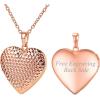 U7 Locket Necklace for Women, Silver/Gold/Rose Gold Custom Photo Text Necklaces, Flower Heart/Round Shape Personalized Picture Pendant Necklace 18 Inch(07-Rose Gold Dot)
