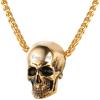 U7 Men Pendant Necklaces, Stainless Steel Necklace for Men, Cool Guitar Pick Skull/Alligator Dinosaur Skeleton Tyrannosaurus Rex/Gothic Skull/Octopus/Evil Demon Hannya Mask Pendant with Chain(Gold)