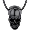 U7 Men Pendant Necklaces, Stainless Steel Necklace for Men, Cool Guitar Pick Skull/Alligator Dinosaur Skeleton Tyrannosaurus Rex/Gothic Skull/Octopus/Evil Demon Hannya Mask Pendant with Chain(Black)