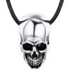 U7 Men Pendant Necklaces, Stainless Steel Necklace for Men, Cool Guitar Pick Skull/Alligator Dinosaur Skeleton Tyrannosaurus Rex/Gothic Skull/Octopus/Evil Demon Hannya Mask Pendant with Chain(Silver)