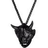 U7 Men Pendant Necklaces, Stainless Steel Necklace for Men, Cool Guitar Pick Skull/Alligator Dinosaur Skeleton Tyrannosaurus Rex/Gothic Skull/Octopus/Evil Demon Hannya Mask Pendant with Chain(Black)