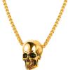 U7 Men Pendant Necklaces, Stainless Steel Necklace for Men, Cool Guitar Pick Skull/Alligator Dinosaur Skeleton Tyrannosaurus Rex/Gothic Skull/Octopus/Evil Demon Hannya Mask Pendant with Chain(Gold)
