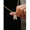 U7 Pendant Mens Hip Hop Jewelry Platinum/18K Gold Plated Lab Diamond Letter Necklaces Custom Number Chain Intials Name Necklaces(Letter R)