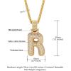 U7 Pendant Mens Hip Hop Jewelry Platinum/18K Gold Plated Lab Diamond Letter Necklaces Custom Number Chain Intials Name Necklaces(Letter R)