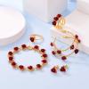 U7 Rose Flower Ring 3 Line Wide Band Rose Gold Plated Open Stacking Ring for Women Girls