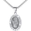 U7 Saint Benedict/Michael Medal Necklace, 316L Stainless Steel Virgin Mary Necklace for Men Women, Bible Verse Protection Necklace Catholic Jewelry,22″-24″ Adjustable(01. Silver)