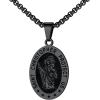 U7 Saint Benedict/Michael Medal Necklace, 316L Stainless Steel Virgin Mary Necklace for Men Women, Bible Verse Protection Necklace Catholic Jewelry,22″-24″ Adjustable(03. Black)