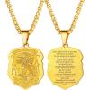 U7 Saint Benedict/Michael Medal Necklace, 316L Stainless Steel Virgin Mary Necklace for Men Women, Bible Verse Protection Necklace Catholic Jewelry,22″-24″ Adjustable(02. Gold)