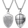 U7 Saint Benedict/Michael Medal Necklace, 316L Stainless Steel Virgin Mary Necklace for Men Women, Bible Verse Protection Necklace Catholic Jewelry,22″-24″ Adjustable(01. Silver)
