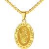 U7 Saint Benedict/Michael Medal Necklace, 316L Stainless Steel Virgin Mary Necklace for Men Women, Bible Verse Protection Necklace Catholic Jewelry,22″-24″ Adjustable(02. Gold)