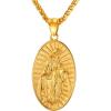 U7 Saint Benedict/Michael Medal Necklace, 316L Stainless Steel Virgin Mary Necklace for Men Women, Bible Verse Protection Necklace Catholic Jewelry,22″-24″ Adjustable(02. Gold)
