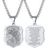 U7 Saint Benedict/Michael Medal Necklace, 316L Stainless Steel Virgin Mary Necklace for Men Women, Bible Verse Protection Necklace Catholic Jewelry,22″-24″ Adjustable(01. Silver)