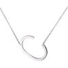 U7 Sideways Large Initial Necklaces for Women, Big Letter Script Name Necklaces Stainless Steel 18K Gold Plated Pendant Monogram Necklace(Silver)