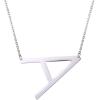 U7 Sideways Large Initial Necklaces for Women, Big Letter Script Name Necklaces Stainless Steel 18K Gold Plated Pendant Monogram Necklace(Silver)