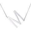 U7 Sideways Large Initial Necklaces for Women, Big Letter Script Name Necklaces Stainless Steel 18K Gold Plated Pendant Monogram Necklace(Silver)
