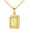U7 Square Initial Necklace for Women, Gold/Platinum Plated A-Z 26 Letters Pendant Necklace, Large Capital Monogram Retangle Tag Necklace, Resizable Chain 20″-22″(a. Gold)