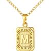 U7 Square Initial Necklace for Women, Gold/Platinum Plated A-Z 26 Letters Pendant Necklace, Large Capital Monogram Retangle Tag Necklace, Resizable Chain 20″-22″(a. Gold)