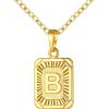 U7 Square Initial Necklace for Women, Gold/Platinum Plated A-Z 26 Letters Pendant Necklace, Large Capital Monogram Retangle Tag Necklace, Resizable Chain 20″-22″(a. Gold)