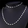 U7 Stainless Steel Jewelry Chain Link Bracelet & Heart Necklace