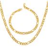 U7 Twisted Rope Chain, Figaro Chain, Men Stainless Steel Necklace and Bracelet Set, 3mm 5mm 6mm 9mm Black Gold Silver Chains Necklaces for Men Women 16″-30″(c. 5mm Gold)