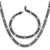 U7 Twisted Rope Chain, Figaro Chain, Men Stainless Steel Necklace and Bracelet Set, 3mm 5mm 6mm 9mm Black Gold Silver Chains Necklaces for Men Women 16″-30″(c. 5mm Black)