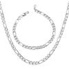 U7 Twisted Rope Chain, Figaro Chain, Men Stainless Steel Necklace and Bracelet Set, 3mm 5mm 6mm 9mm Black Gold Silver Chains Necklaces for Men Women 16″-30″(c. 5mm Silver)