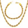 U7 Twisted Rope Chain, Figaro Chain, Men Stainless Steel Necklace and Bracelet Set, 3mm 5mm 6mm 9mm Black Gold Silver Chains Necklaces for Men Women 16″-30″(d. 3mm Gold)