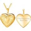 U7 Women Locket Necklace Platinum 14K Gold Photo Lockets that Hold Picture,Chain 20 Inch Personalized Gift Custom Love Heart Image Necklaces(01# Gold Heart)