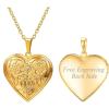 U7 Women Locket Necklace Platinum 14K Gold Photo Lockets that Hold Picture,Chain 20 Inch Personalized Gift Custom Love Heart Image Necklaces(02# Gold*Flower Grain)